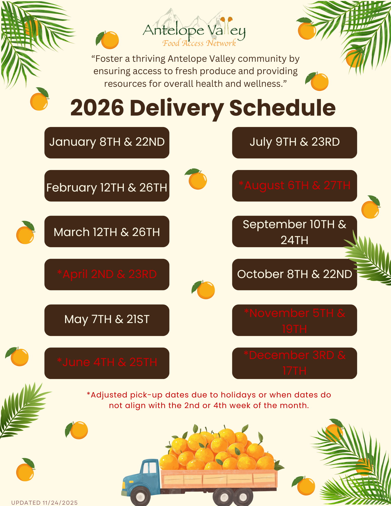 AV Produce Pickup Dates