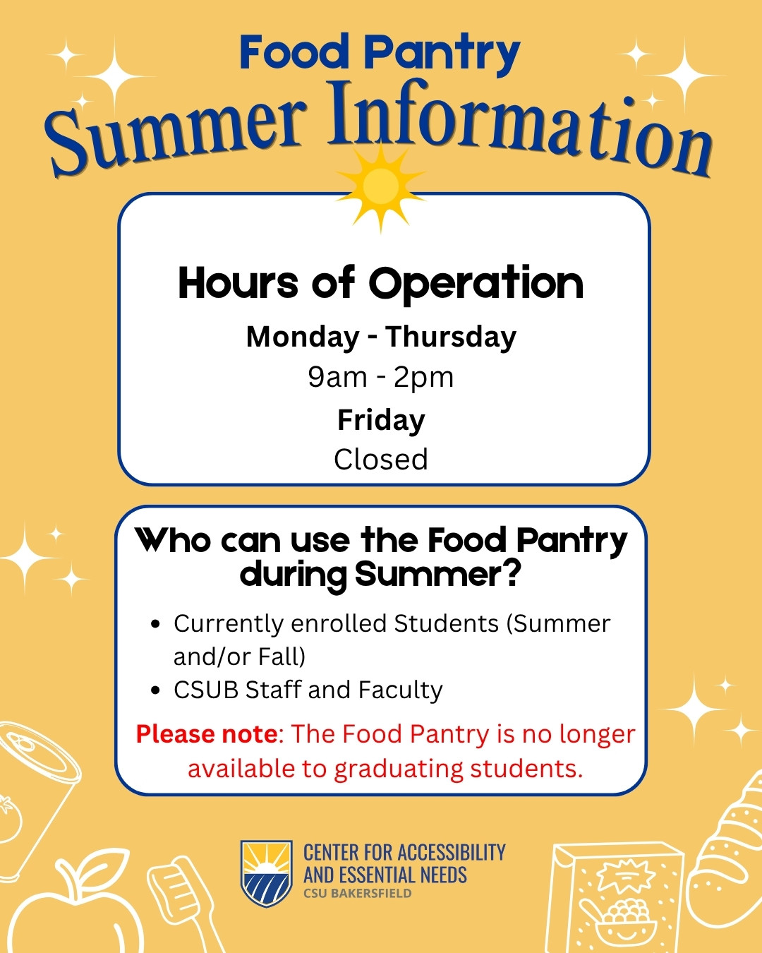 summer 2026 food pantry hours