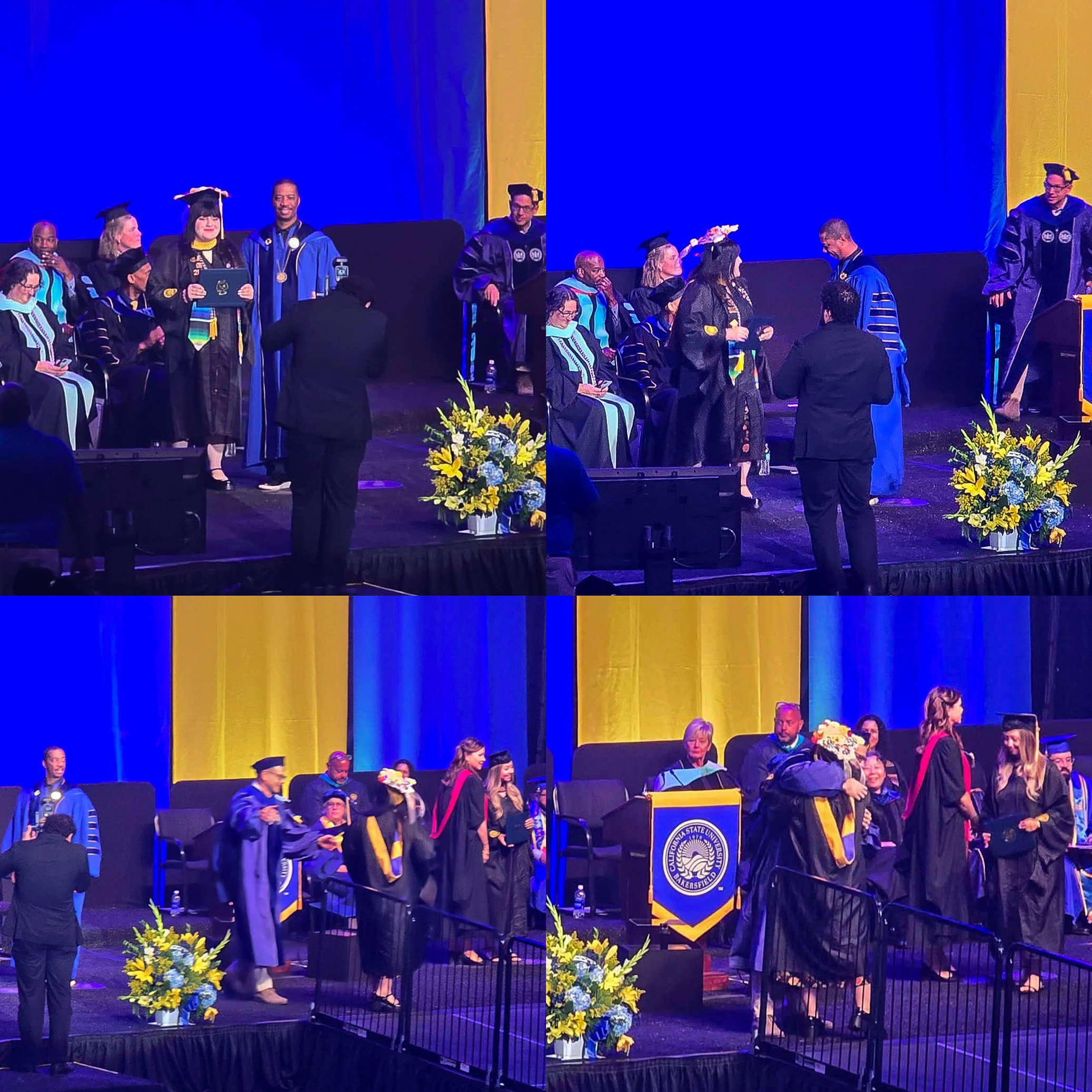 Jennifer gets surprised by Dr. Herman as she walks onto the stage