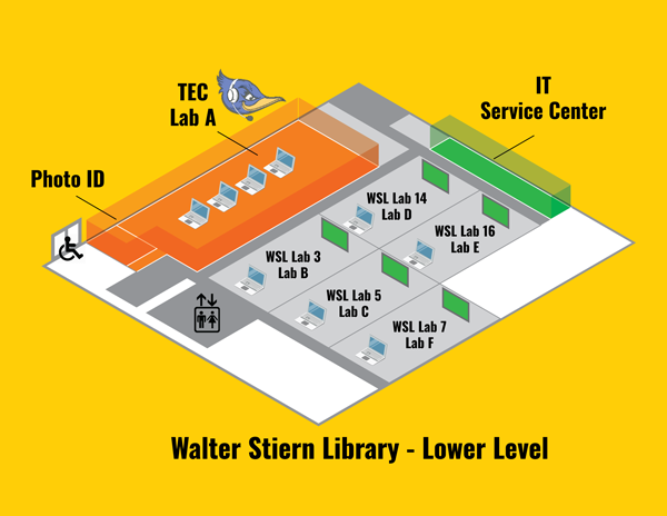 Map Walter Stiern Library - Lower Level