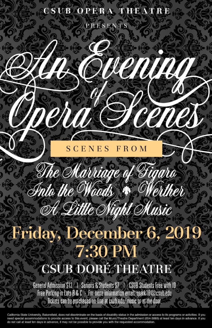 2019 Fall Evening of Opera Scenes Poster