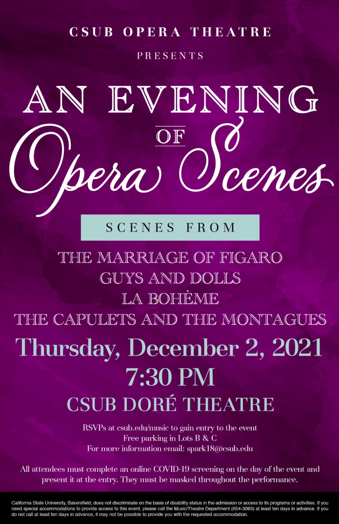 2021 Fall Evening of Opera Scenes Poster