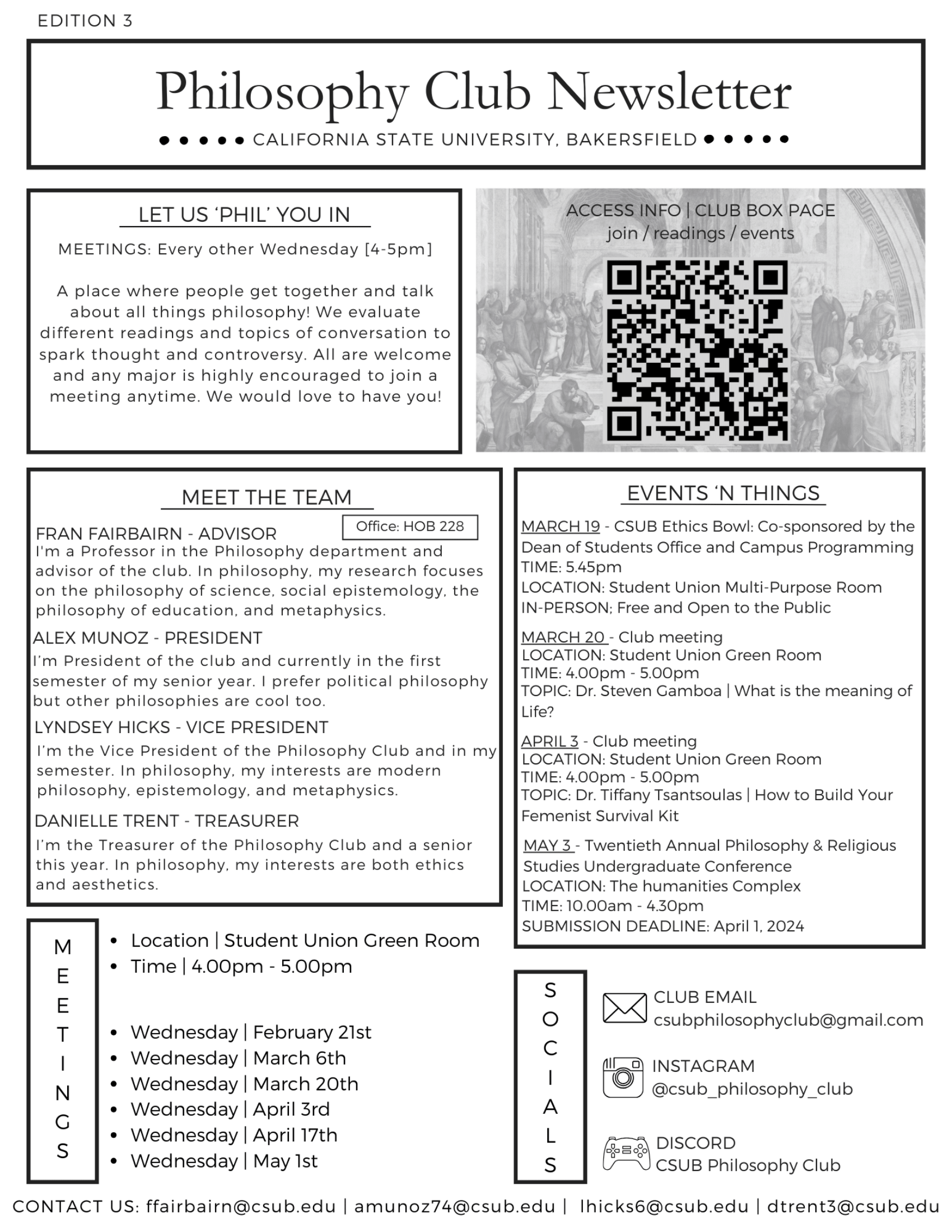Philosophy Club Newsletter
