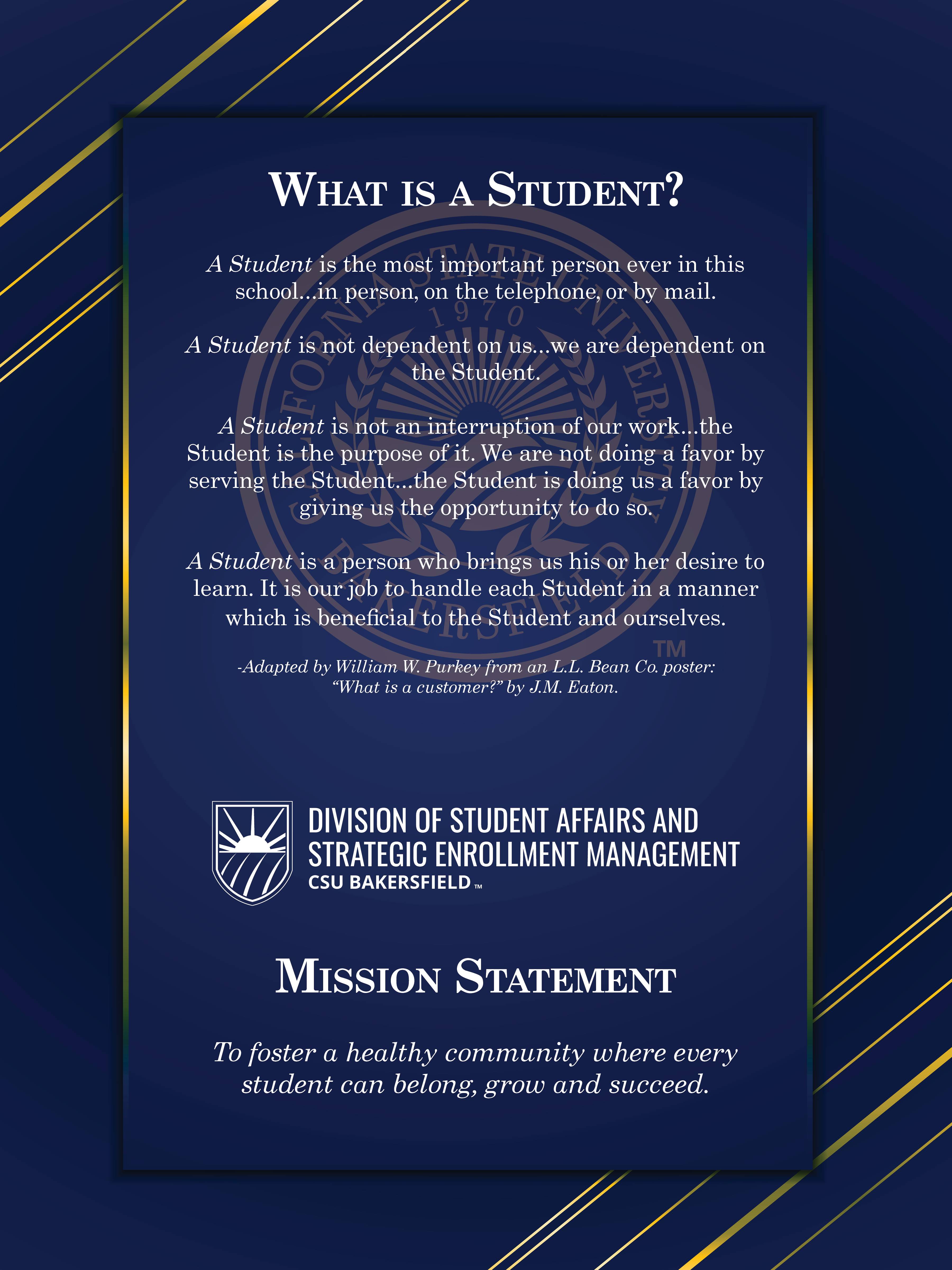 What is a Student and Mission Statement